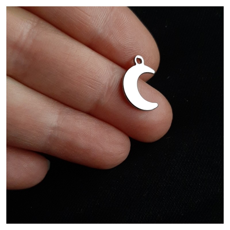 Charm pandantiv otel inoxidabil  luna  16x11mm