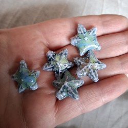 Mărgele porțelan stea de mare albastră 20mm