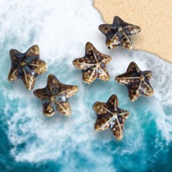 Mărgele porțelan stea de mare maro 20mm