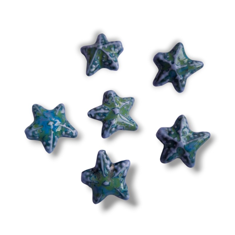 Mărgele porțelan stea de mare albastră 20mm