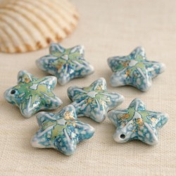 Mărgele porțelan stea de mare albastră 20mm