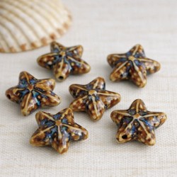 Mărgele porțelan stea de mare maro 20mm