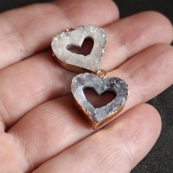 Pandantiv inima, agat druzy 21x18mm