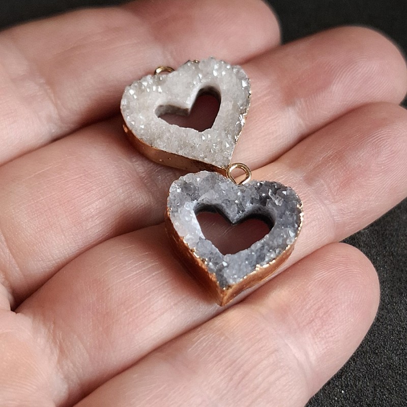 Pandantiv inima, agat druzy 21x18mm