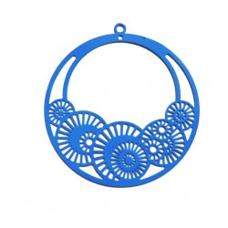 Pandantiv filigranat rotund, albastru 42x39mm