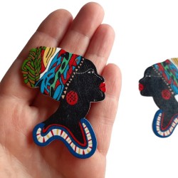 Pandantive pereche, femeie africana 55x50mm (2 bucati)